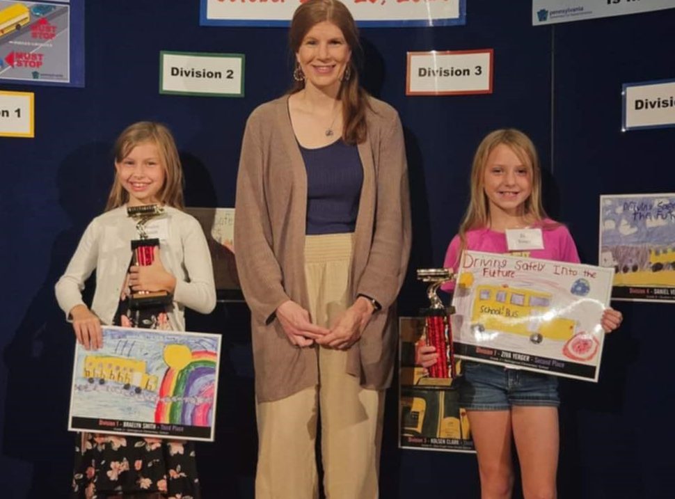 Braelyn Smith & Ziva Yerger Take 2nd & 3rd Place in Statewide School Bus Safety Art Contest, Beating Out 822 Competitors!