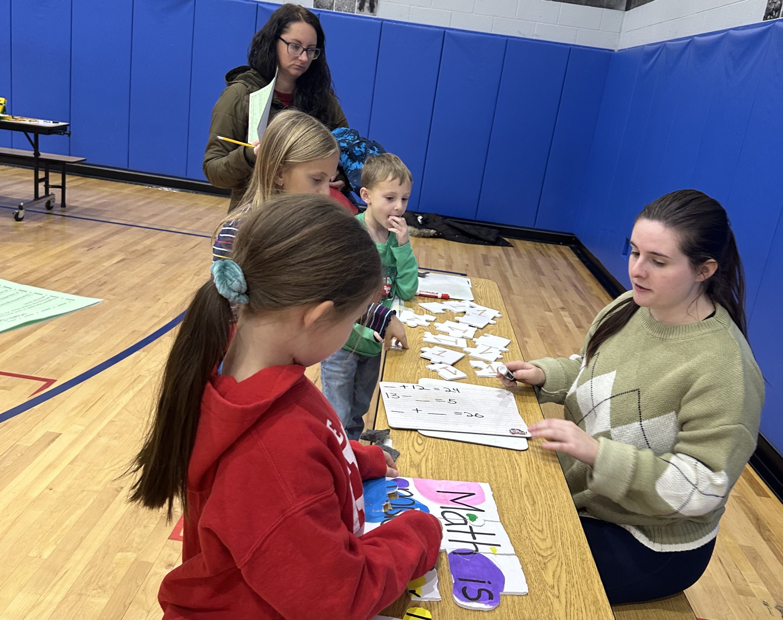 Students enjoying Math Night at the Elementary School