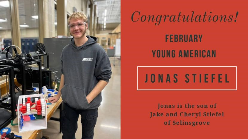 Sun Area Technical Institute Young American for February.  Congratulations Jonas!